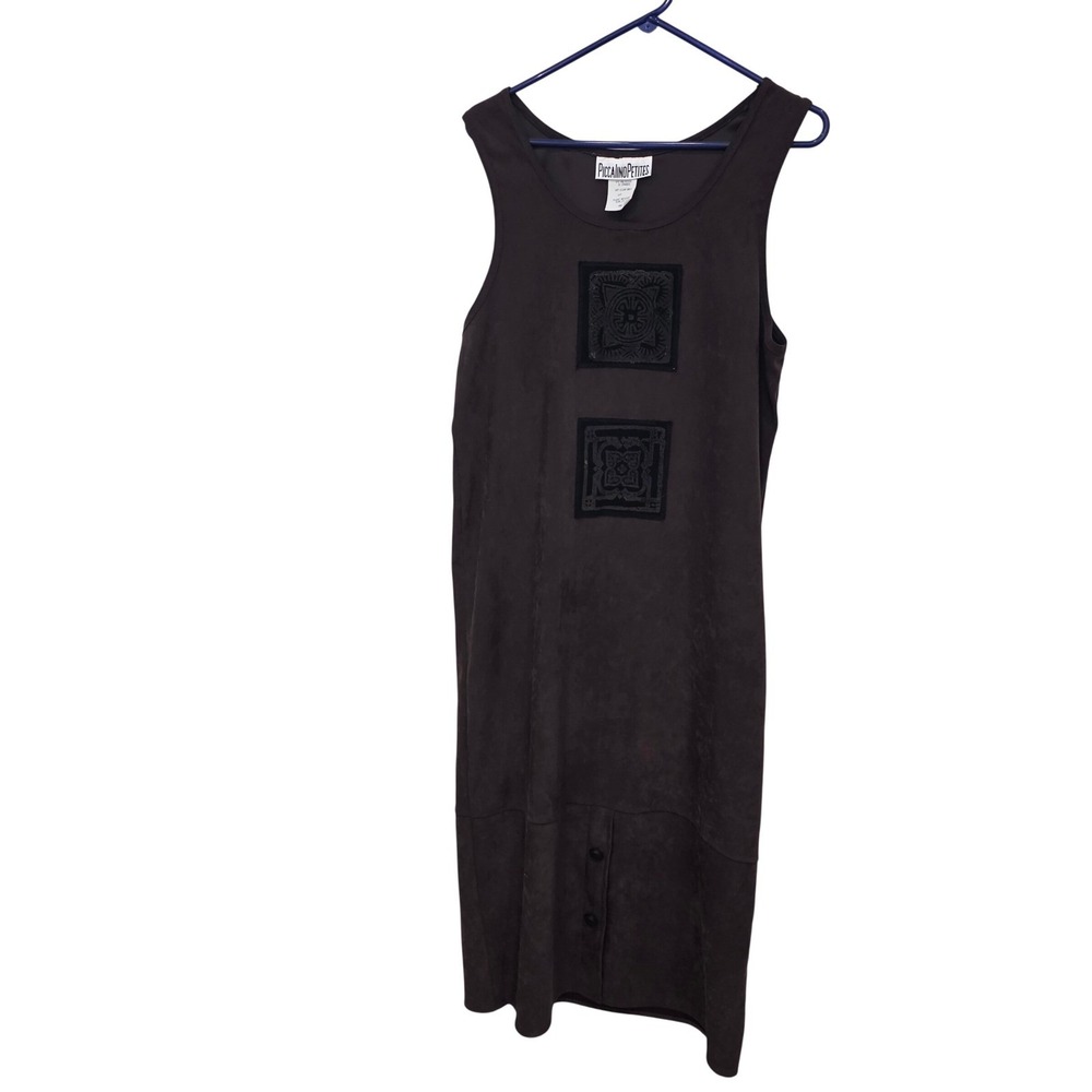 Piccalino Petites Vintage Brown Faux Suede Sleeveless Patch Sheath Dress 6P